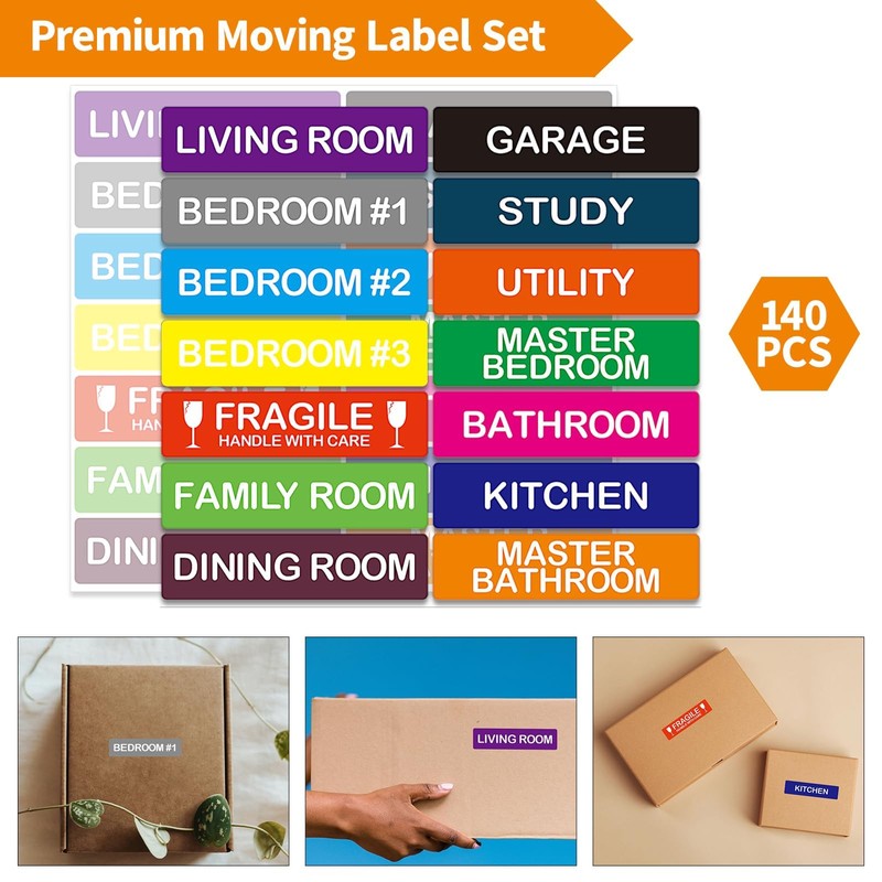 140 Pcs Large Home Moving Labels for Boxe, Labels Sticker,
