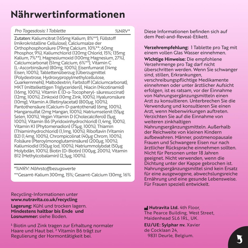 Nutravita Multivitamins & Minerals for Women - 180 Vegan Multivitamin