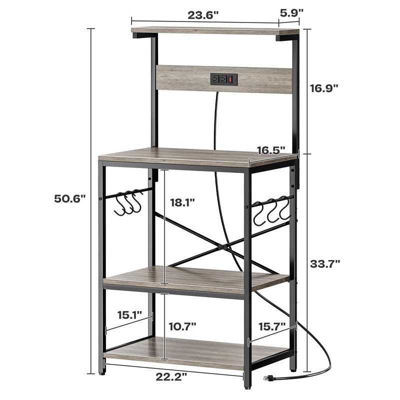 SUPERJARE Kitchen Bakers Rack with Power Outlet, Coffee Bar Table