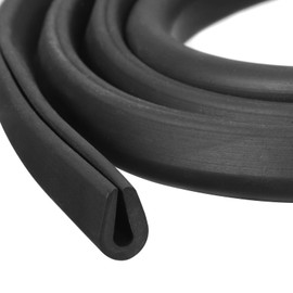 sourcing map U Channel Edge Trim, 13.1ft Length Rubber Guard Seal Strip Edge Protector Round Type Fit for 3mm Edge, (11/32" W x 3/8" H) Black