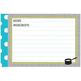 C.R. Gibson Baby Blue and White Polka Dot Blank Recipe Cards, 40pc, 4'' W x 6'' L