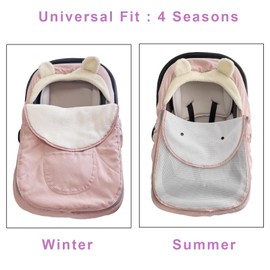 Baby Car Seat Cover - Winter Car Seat Cover for Babies Winter, Cozy Baby Car Seat Cover, Infant Car Seat Cover & Canopies Winter for Stroller Keeping Warm (Pink)
