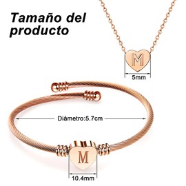 Pulseras y Collares para Mujer Personalizados de Acero Inoxidable con Inicial - Regalos Elegantes y Duraderos para Mujer, Esposa, Mamá, Novia o Amiga.Brazalete ajustable. Gift, Jewelry (M)