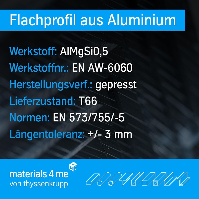 thyssenkrupp Flat Profile Made of Aluminium, Flat Aluminium Bar, Material: