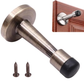 Brass Door Stopper, Door Stoppers for Skirtings Door Wall Protector Brushed Brass Door Stop Antique stoppers Zinc Alloy and Rubber Anti-Collision for Home Hotel Office Public Places (Bronze)