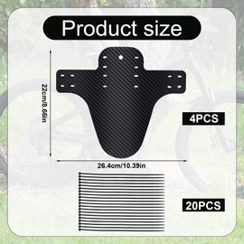 NQEUEPN 4pcs Mountain Bike Fenders with 20 Cable Ties, Front and Rear Compatible Bicycle Mudguard Adjustable Fork Fender MTB for 26in/66cm 27.5in/70cm & 29in/73cm Bike Wheel & Disc Brake Bikes