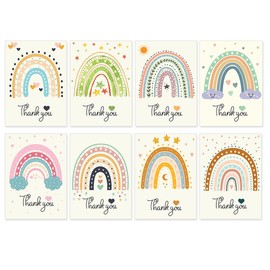 Papa Prints Pack of 24 Rainbow Thank You Cards Kids (149 x 105 mm) Kids Thank You Notes Thank You Card with Envelopes Thank You Cards Multipack