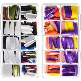 TOROKOM 1000PCS Coffin Press on Nails, Ballerina Professional Nail Art Set, Full Cover Acrylic False Gel Nails Pure Color Fake Nails with Nail File for Nail Salons