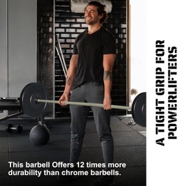 Tribe WOD Olympus Barbell Bar & Weight Bar - Bend-proof for Men and Women, Multipurpose Cerakote Weightlifting Barbell, barbell and weight set