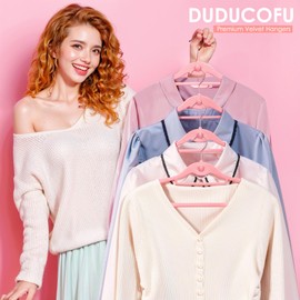 Velvet Hangers Non Slip Felt Hangers, DUDUCOFU 30 Pack Stackable Clothes Hangers Slim Hangers Space Saving for Suits Coats, Jackets, Pants, and Dress Clothes (30, Pink)