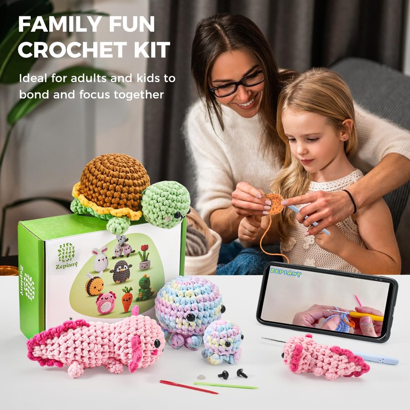 Crochet Kit for Beginners, Amigurumi Beginner Crochet Kits for Adults,