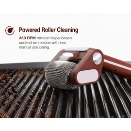 Rechargeable Electric Grill Brush – 350 RPM Bristle-Free 304 Stainless Steel Roller with LED Light (1 piece)