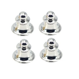 Badge Back Hardware Tie Tack Pin Badge Catch Clasp Deluxe Round Clutch Set of 4 (Silver), Metal