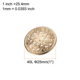 sourcing map 30pcs 40L Metal Round Hollow Sewing Buttons 25mm 1" Zinc Alloy Clothes Craft Replacement Button for Men Women Coat Uniform Shirt Suit, Gold Tone