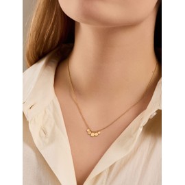 Pernille Corydon Gold Mini Coins Necklace Brushed Surface Link Chain 18 ct Gold Plated Sterling Silver Adjustable Size 40-48 cm - N007g