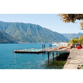 ART.COM Wall Photographic Print Sundeck and Floating Pool at Grand Hotel, Tremezzo, Lake Como, Lombardy, Italy, 24" x 16"