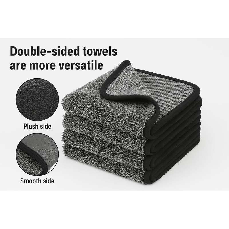 Kemes Microfibre Car Cloths, Double-Sided with 600 GSM Drying Cloth,