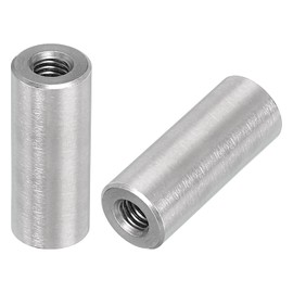 uxcell 10Pcs M5 Round Connector Nuts, 304 Stainless Steel Coupling Nut 25mm/1" Length Sleeve Rod Bar Stud Nut for Bracket, M5x25x10mm
