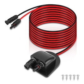 Solar Doppel Kabeldurchführung, Dachdurchführung Solar Wasserdicht mit ABS Gehäuse, 10Ft 10AWG Solar Verlängerungskabel, Solarmodule Kabelverbinder für Wohnmobile, Boote, Fahrzeuge