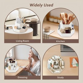 Xpieoyrm Rotating Pen Holder, Multifunctional Desk Organiser Accessories with 9 Compartments, Pen Organiser, 360° Rotatable Office Pen Holder, Storage Box for Art Accessories, for Office, Home