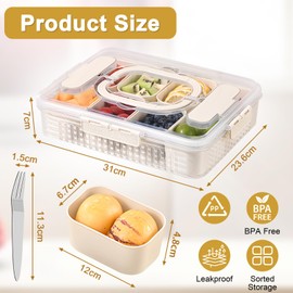 Snack Bowl with Lid Snack Box with 8 Compartments + 6 Forks Snack Plate Snack Box Snack Boxes Lunchables Bowls Tin Kids Organiser Container Snack Container Reusable Container