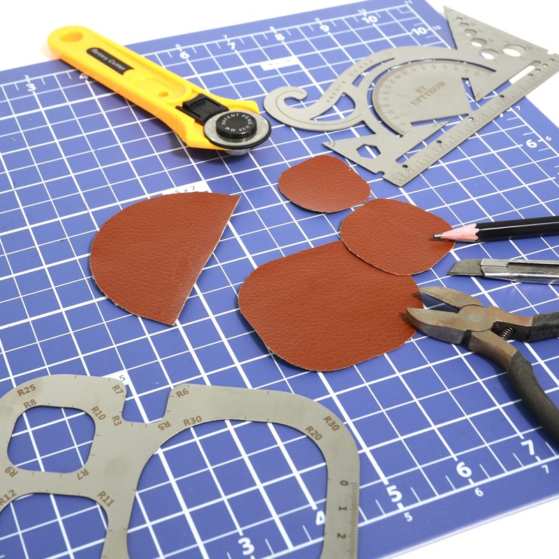UPTTHOW Leather Tools French Curve Protractor Triangles Andcircle Gauge All-in-one