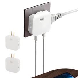 2 Pcs Regleta multicontacto Pared USB, Conector Multiple con 2 Salidas y 2 Puertos USB, multicontacto Enchufe Pared para hogar, para Viajes y Uso doméstico, Blanco, 2 Paquetes