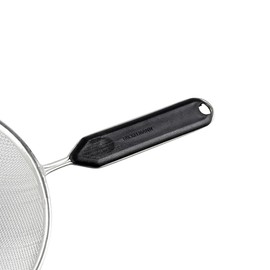 Fackelmann Sieb Ø 20 cm, Küchensieb aus Doppelverzinntem Stahl, feinmaschiger Seiher mit Griffeinlage aus Kunststoff (Farbe: Schwarz/Silber), Menge: 1 Stück