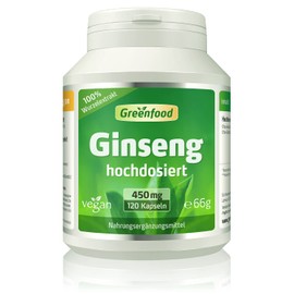 Ginseng (Siberian Ginseng), 450 mg, (min. 0.8% saponins), high dose, 120 capsules - without artificial additives. No genetic engineering. Vegan.