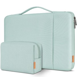 DOMISO Funda para portátil de 14 pulgadas, resistente al agua, a prueba de golpes, bolsa protectora para computadora portátil de 14 pulgadas, MacBook Pro de 15 pulgadas, HP Stream/ThinkPad Yoga/Dell/Asus con bolsa de accesorios, verde menta