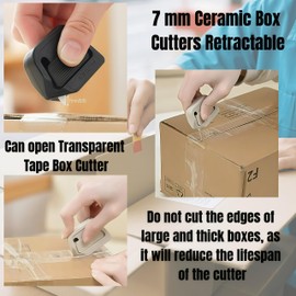 2 Pcs Box Cutter Retractable, Slice Box Opener Tool, Small Ceramic Box Cutter Safety, Magnetic Package Opener(White)