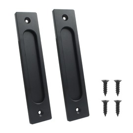Kyuionty 2Pcs 7 Inch Flush Pull, Rectangular Finger Flush Pulls Recessed Barn Door Handle Sliding Door Handles for Pocket Door, Gates, Garages, Sheds (Matte Black)