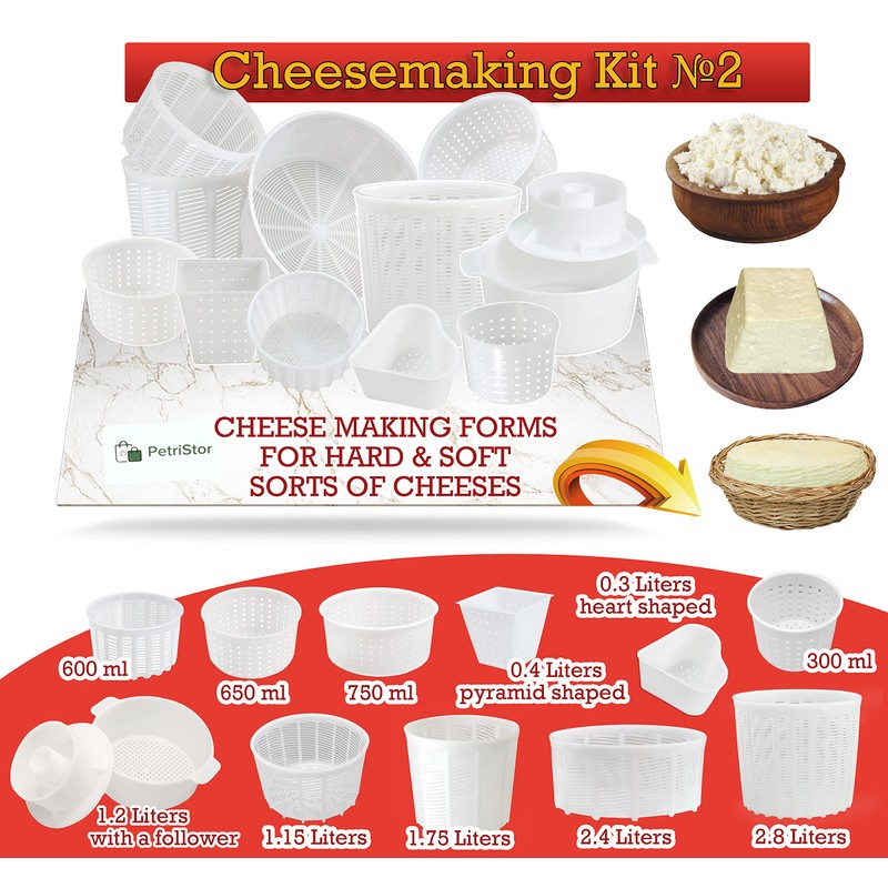 11 pcs Cheese Making Kit Beginners - Soft Cheese Molds
