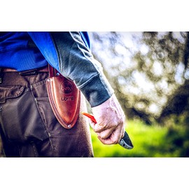 Original LÖWE Leather Premium Holster - 9809 | Belt Bag Brown for Secateurs with Belt Clip for Storage on Belt or Trouser Pocket | Made in Germany | 100% Genuine Leather