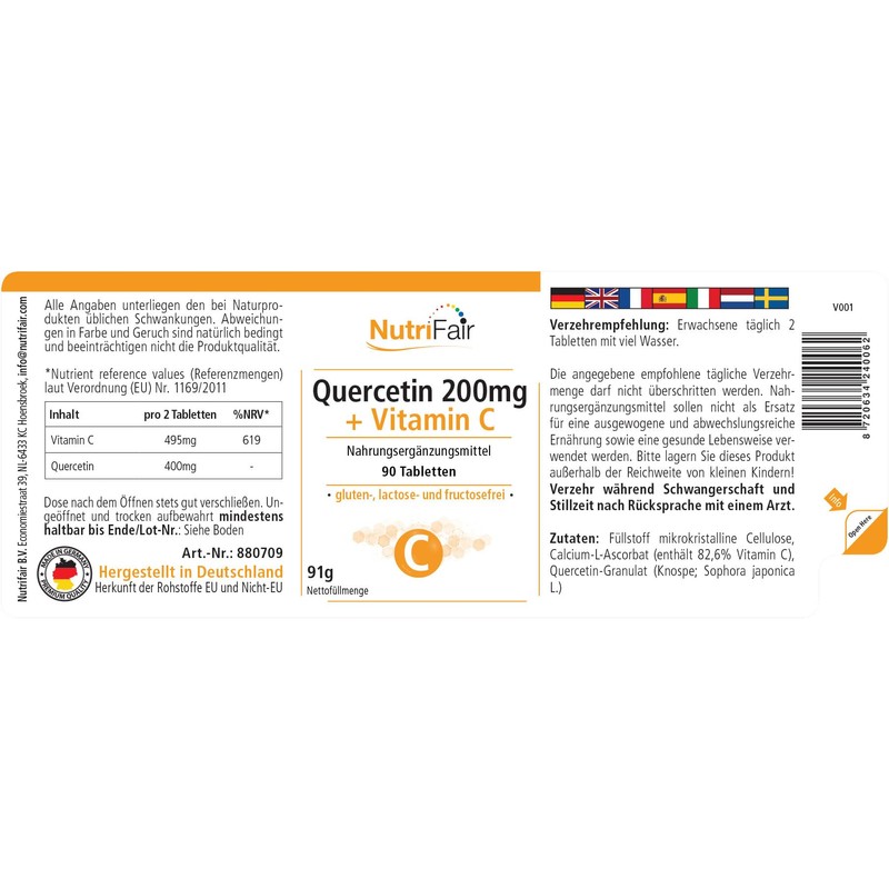 Quercetin 200mg + Vitamin C - with 495mg Vitamin C