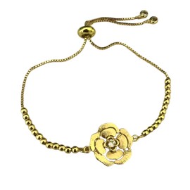 Pulsera Flor Florezco Ajustable Chapa De Oro 18k Blessfully