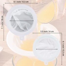 2 Pieces Mesh Sieve Nylon Sieve Filter Mesh, 14 cm 16 cm Food Strainer Filter, Fine Mesh Sieves, Kitchen Funnel for Filtering Juice, Oils, Milk, Coffee, Wine 200 Mesh and 400 Mesh