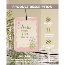 EKGJW Inspirational Christian Cologne Car Air Freshener 4 Pcs, Colorful Floral Religious Hanging Air Freshener for Cars Bathroom Dorm Books Decor, Christian Accessories Gifts for Women Girls