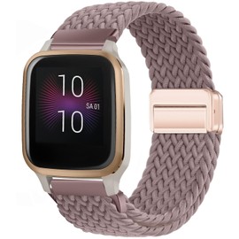 Issinlky Nylon Braided Strap for Garmin Venu Sq/Sq Music/Venu Sq 2/Sq 2 Music, 20 mm Elastic Bracelet for Garmin Venu 2 Plus/Vivoactive 3/Vivoactive 5/Garmin Venu/Vivomove HR/Forerunner 55 245 645