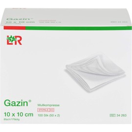 Gazin, Gauze Swabs 10 cm x 10 cm Sterile 8-Ply 50 x 2 300 g White Pack of 100 (Pack of 50)