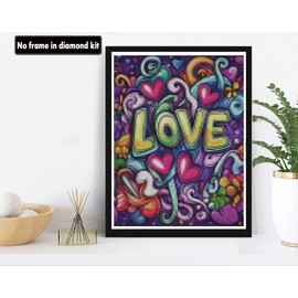 VAIIEYO 5D DIY Diamond Art Kits for Adults Love, Diamond Painting Letter, Diamond Art Full Drill Round Rhinestone Craft Canvas for Home Wall Decor Gift 12x16 inch-51