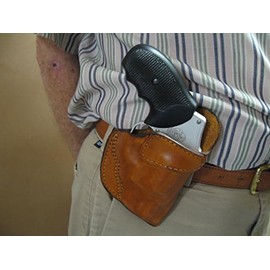Azula Leather 1 Slot OWB Belt Concealment Holster for Kimber K6S 2" Revolver CCW - TAN RH