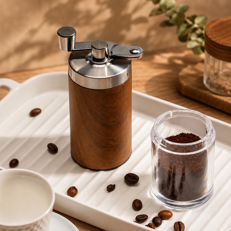 Portable Manual Coffee Grinder with Ceramic Burr – Adjustable Hand