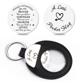Inspirational Pocket Hug Token Gifts - Round Long Distance Relationship Touch Keepsake, Love and Encouragement Keychains for Valentine's Day Women Men Lovers Family Friends