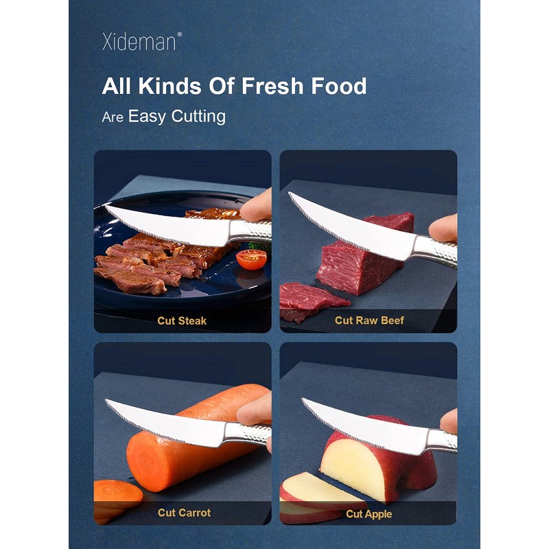 Xideman 16-Piece ​Modern Hammered Cutlery Set with Ultra Sharp 2-in-1