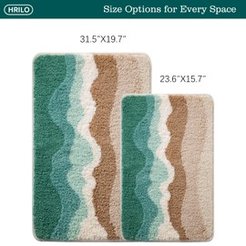 Microfiber Bathroom Rugs, Absorbent Soft Shaggy Carpet Floor Mats for Shower Tub Sink Toilet, Non-Slip Plush Carpet Floor Mats for Living Room Bedroom Kitchen 31.5 X 19.7 Inches,Green