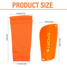 Youth Soccer Shin Pads and Shin Guard Sleeves, Child Calf Protective Gear for 3-15 Years Old Boys Girls, Cushion Comprehensive Protection for Leg (Orange)