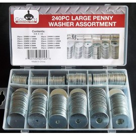 240pc Goliath Industrial Large Penny Fender Washer Assortment LPW240 NUT Bolt