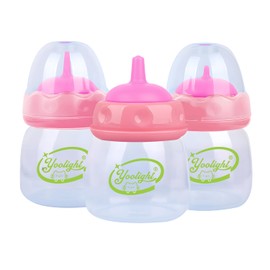 Pet Feeding Bottle, 3-Pack 60 ml Nursing Bottle, 3 Sizes Nipple with Ventilation Valve, Resistant Tearing, Perfect for Puppies, Kittens, Small Wild Animals (Pink)