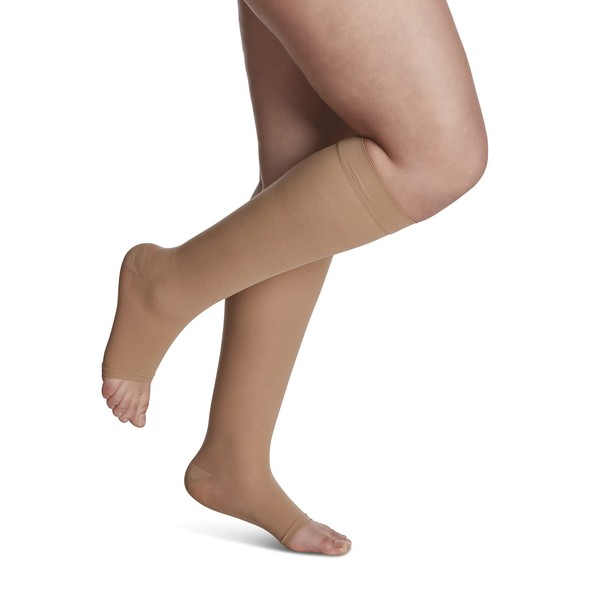 SIGVARIS Women's EVERSHEER 780 Open Toe Calf Compression Socks 20-30mmHg